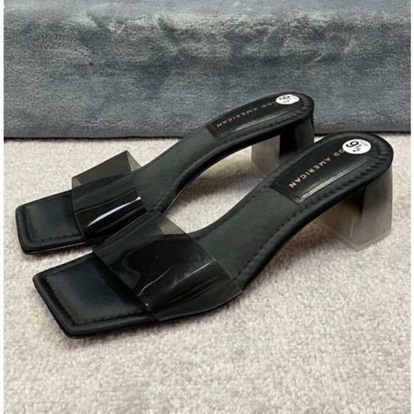 Good American Shoes - Good American Womens Block Heel Slide Sandal Black Size 9.5 NWOT
